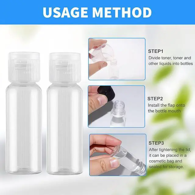 Alt view image 5 of 7 - 0.5oz Mini Clear Plastic Empty Bottle with Flip Cap Small Travel Bottles Storage Containers Jars for Cosmetic Sample Lotion Shower Gel Emulsion Toiletries - Set of 24