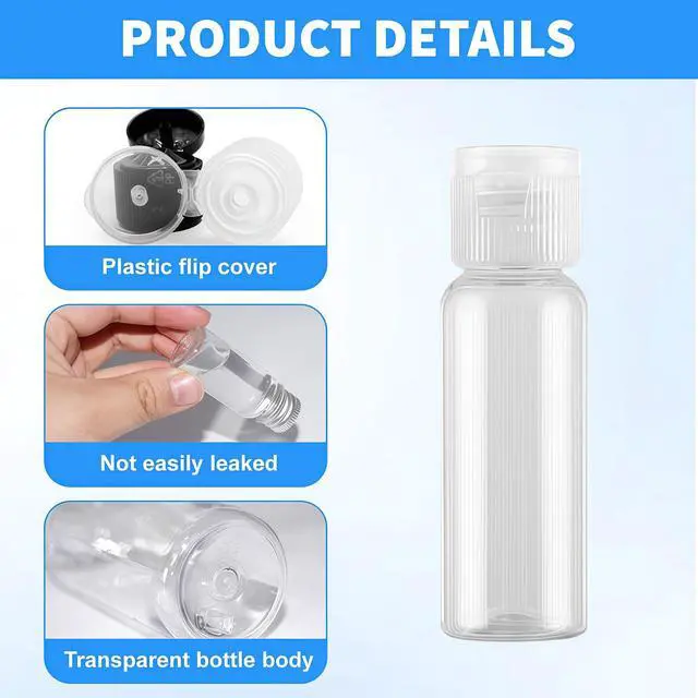 Alt view image 4 of 7 - 0.5oz Mini Clear Plastic Empty Bottle with Flip Cap Small Travel Bottles Storage Containers Jars for Cosmetic Sample Lotion Shower Gel Emulsion Toiletries - Set of 24