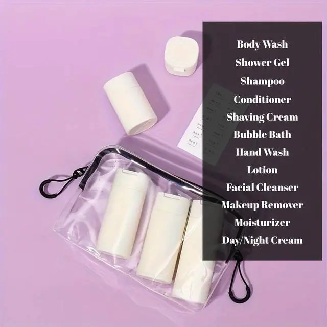 Alt view image 3 of 7 - 5pcs Travel Bottles Toiletry Containers Set, TSA Approved, Travel Essentials, Portable Travel Bottles with Clear Toiletry Bag