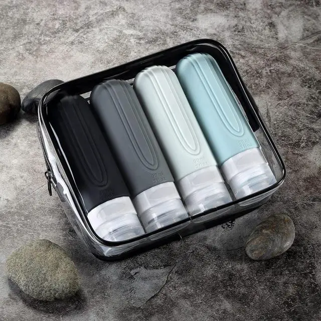 Alt view image 6 of 7 - Travel Bottles for Toiletries, Tsa Approved 3oz Travel Size Containers BPA Free Leak Proof Refillable Liquid Silicone Squeezable Travel Accessories for Shampoo Conditioner Lotion (4 Pack)