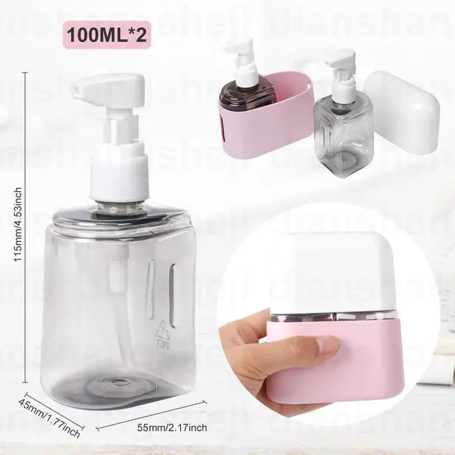 Alt view image 2 of 6 - Travel bottles for Toiletries, TSA Approved Travel Containers, Refillable, Portable, Spray Bottles and Pump Bottles with Labels for Creams, Perfumes and Shampoos (Pink)