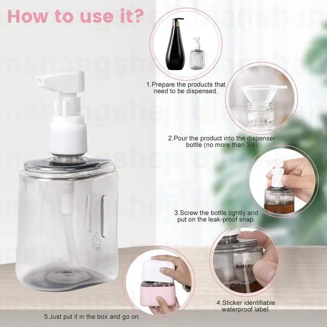 Alt view image 5 of 6 - Travel bottles for Toiletries, TSA Approved Travel Containers, Refillable, Portable, Spray Bottles and Pump Bottles with Labels for Creams, Perfumes and Shampoos (Pink)