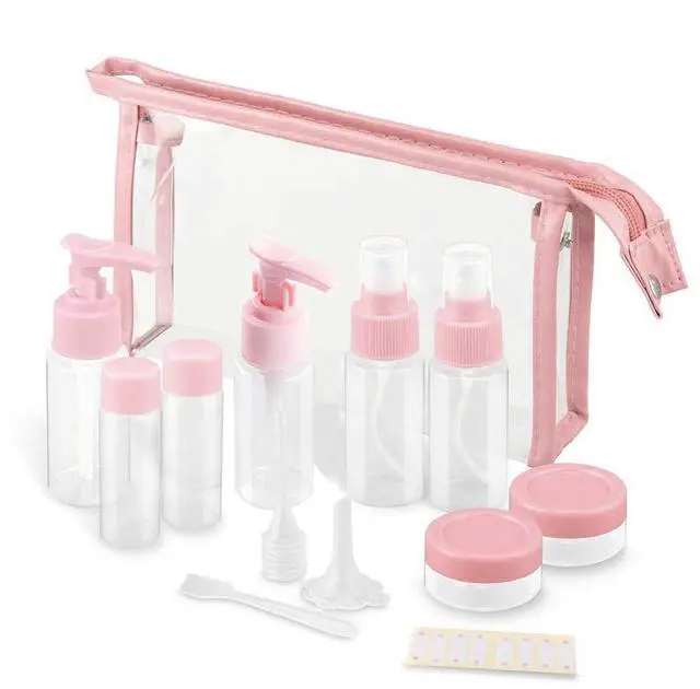 Main image of Travel Bottles Kit, TSA Approved Leak Proof Portable Toiletry Containers Set, Clear PET Flight Size Cosmetic Containers for Lotion, Shampoo, Cream, Soap, Set of 11