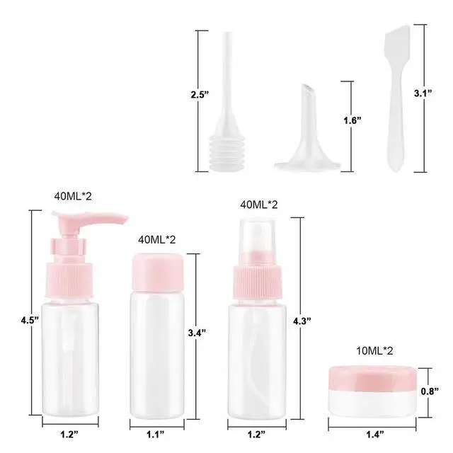 Alt view image 2 of 7 - Travel Bottles Kit, TSA Approved Leak Proof Portable Toiletry Containers Set, Clear PET Flight Size Cosmetic Containers for Lotion, Shampoo, Cream, Soap, Set of 11