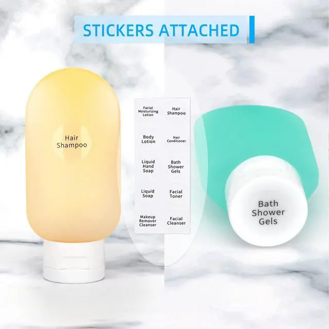 Alt view image 2 of 7 - TSA Approved Travel Bottles Set for Toiletries Travel Size Containers Kit 4 Pack Portable Leak Proof Refillable Squeeze Cosmetic Airplane Essential Shampoo Hair Conditioner Body Lotion Bath Shower Gel