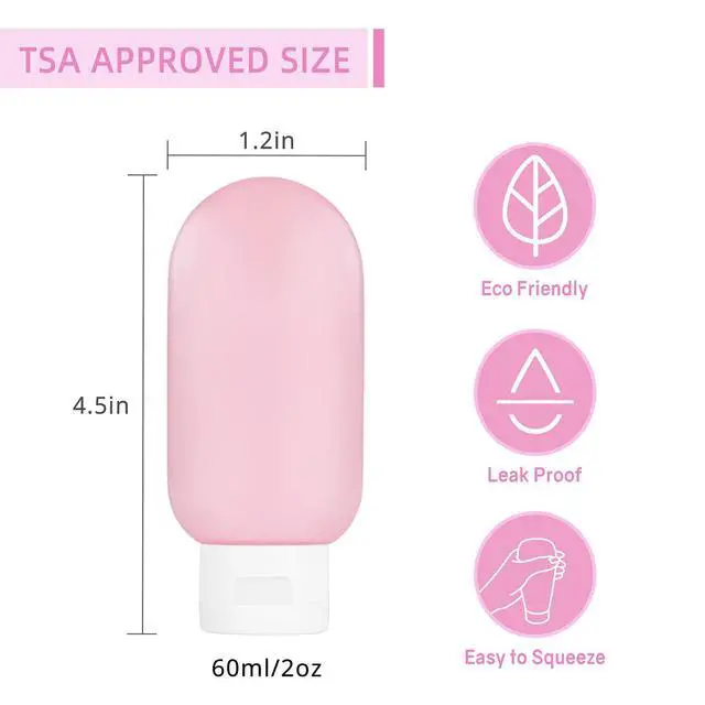 Alt view image 3 of 7 - TSA Approved Travel Bottles Set for Toiletries Travel Size Containers Kit 4 Pack Portable Leak Proof Refillable Squeeze Cosmetic Airplane Essential Shampoo Hair Conditioner Body Lotion Bath Shower Gel