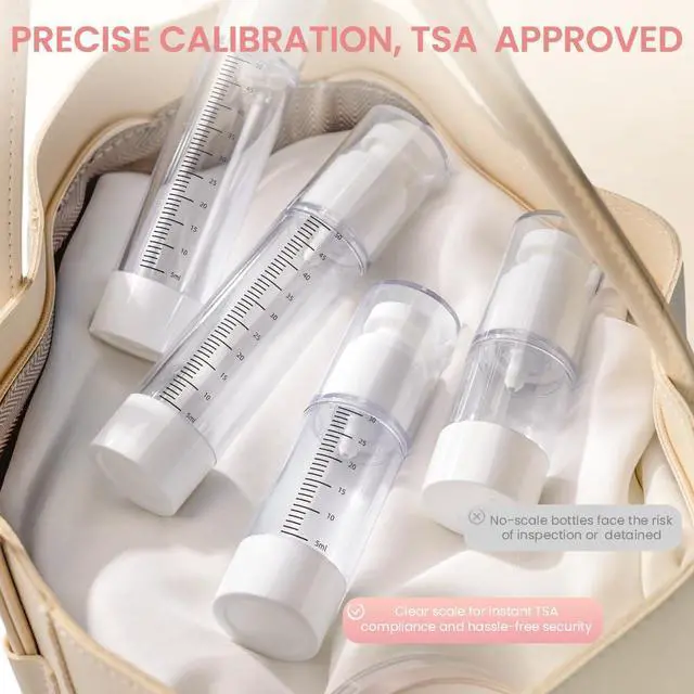 Alt view image 6 of 7 - Travel Bottles Kits 7 Pcs , TSA Approved Leak Proof Toiletry Container Set, Graduated Vaccumn atomizer and Lotion Bottle, Squeeze Bottle, Transparent Cream Jar, for Shampoo Lotion Cream Cosmetic