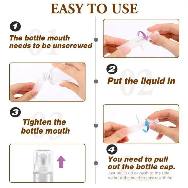 Alt view image 5 of 7 - 6 Pcs 5ml Mini Spray Bottle, Plastic Portable Travel Bottle, Refillable Perfume Sample Bottles, Clear Plastic Spray Bottles Empty, Travel Size SprayBottle for Perfume Essential Pocket EDC, Clear