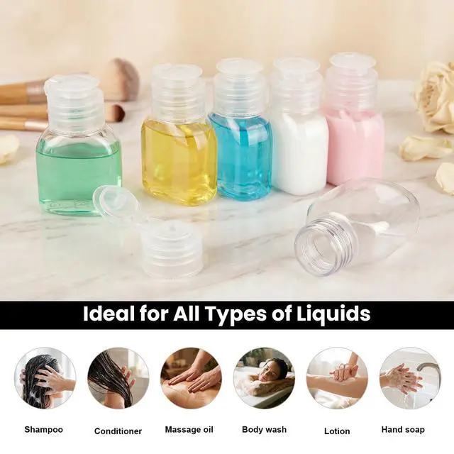 Alt view image 7 of 7 - Travel Bottles for Toiletries 6 Pack 2oz/60ml Leak Proof Travel Size Toiletries TSA Approved Squeeze Bottles with Flip Cap Wide Mouth Containers for Shampoo Conditioner Body Wash(Clear)