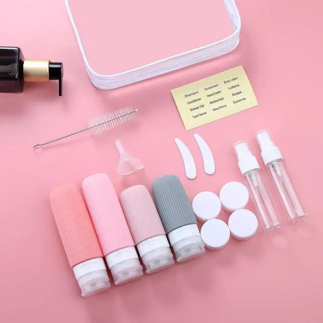 Alt view image 7 of 7 - 16 Pack Travel Bottles Set, TSA Approved Leak Proof Silicone Squeezable Containers for Toiletries, Refillable Travel Accessories for Conditioner, Shampoo, Lotion & Body Wash Accessories