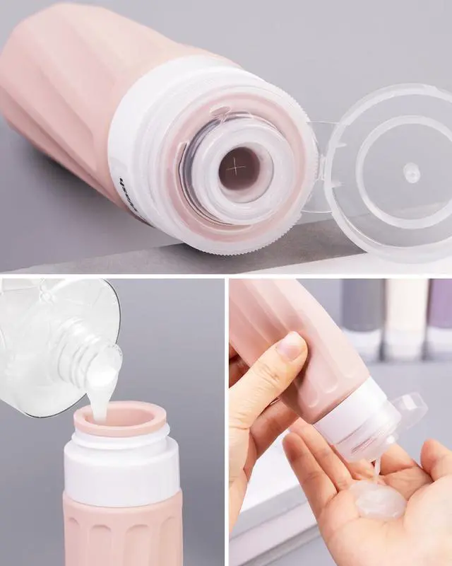 Alt view image 2 of 7 - Travel Bottles for Toiletries 8 Pack, Travel Size Toiletries, Tsa Approved Travel Size Containers 3oz, with Travel Essentials Clear Bag, Leak Proof Silicone Squeezable Creams Jars