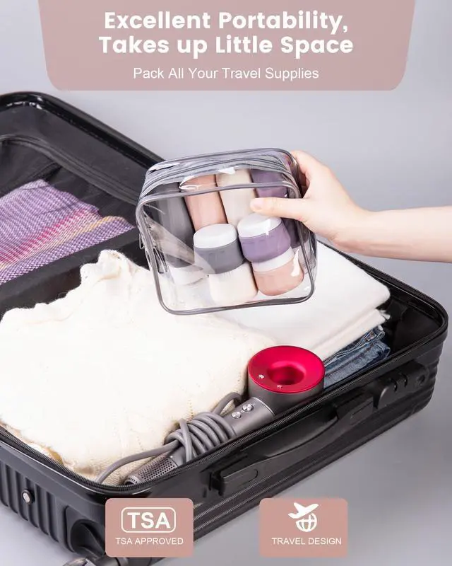 Alt view image 4 of 7 - Travel Bottles for Toiletries 8 Pack, Travel Size Toiletries, Tsa Approved Travel Size Containers 3oz, with Travel Essentials Clear Bag, Leak Proof Silicone Squeezable Creams Jars