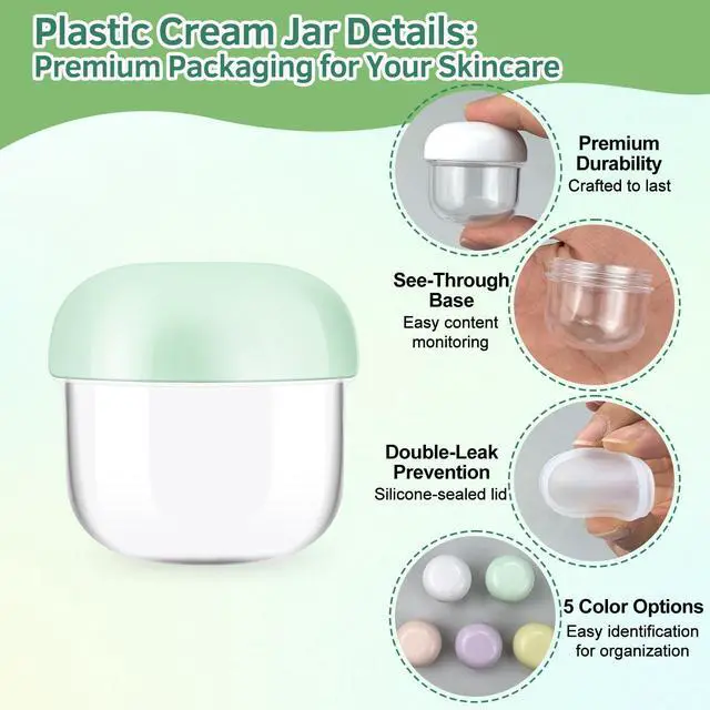 Alt view image 3 of 7 - 5Pcs 20ml 10ml Small Leak Proof Mini Travel Jars, Travel Containers for Creams with Lids and Labels, Travel Bottles Lip Balm Cosmetic for Jewelry Case Toiletries Moisturizer Plastic Jar