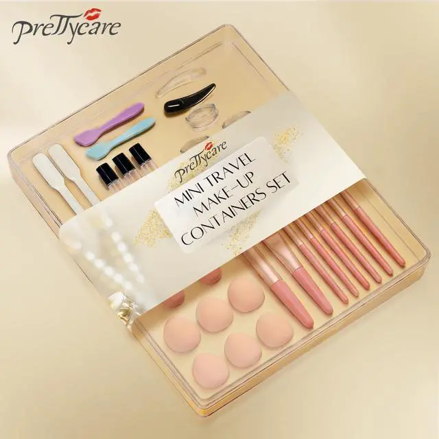 Alt view image 2 of 7 - Gifts for Women - 38 Pcs Mini Travel Makeup Containers Set, Small Empty Container & TSA Approved Travel Bottles Kit with Brushes, fLeak-Proof Cosmetic Jars & Bottles for Travel, and Sample