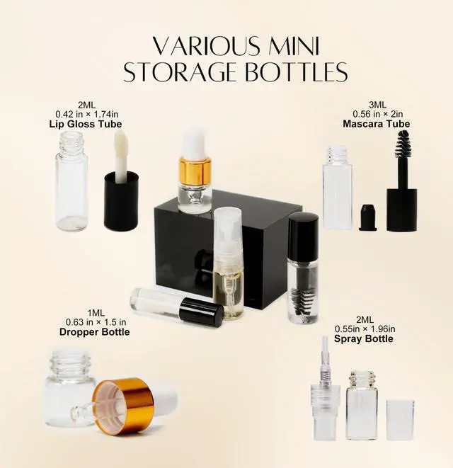 Alt view image 5 of 7 - Gifts for Women - 38 Pcs Mini Travel Makeup Containers Set, Small Empty Container & TSA Approved Travel Bottles Kit with Brushes, fLeak-Proof Cosmetic Jars & Bottles for Travel, and Sample
