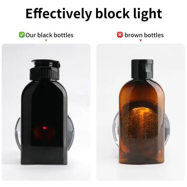 Alt view image 5 of 6 - Travel Bottles for Toiletries 10PCS 100ml/3.4oz Pre-Printed Shampoo, Conditioner & Body Wash TSA Approved 2oz Spray Bottle Leakproof 0.35oz Plastic Cream Jars Refillable Cream Lotion(Black)