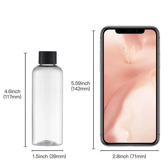 Alt view image 6 of 6 - Plastic Travel Bottles 3.4 oz, Travel Size Containers for Shampoo, Empty Mouthwash Bottles with Black Screw Cap (100ml, Clear)