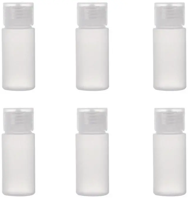 Main image of ALINK Travel Size Plastic Empty Toiletry Bottles, 30ml (1 oz) Pack of 6 Liquid Containers with Labels