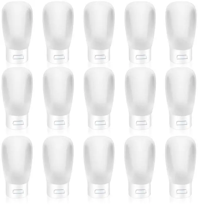 Main image of 15 Pack 30ml/1oz Plastic Squeeze Bottles Travel Tubes Cosmetic Soft Leak-Proof Makeup Toiletry Containers with Flip Cap Refillable for Facial Cleanser Body Bath Shower Gel Lotion Cream Shampoo