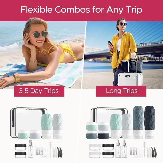 Alt view image 2 of 7 - 23 Pack TSA Approved Travel Bottles for Toiletries, Leak Proof