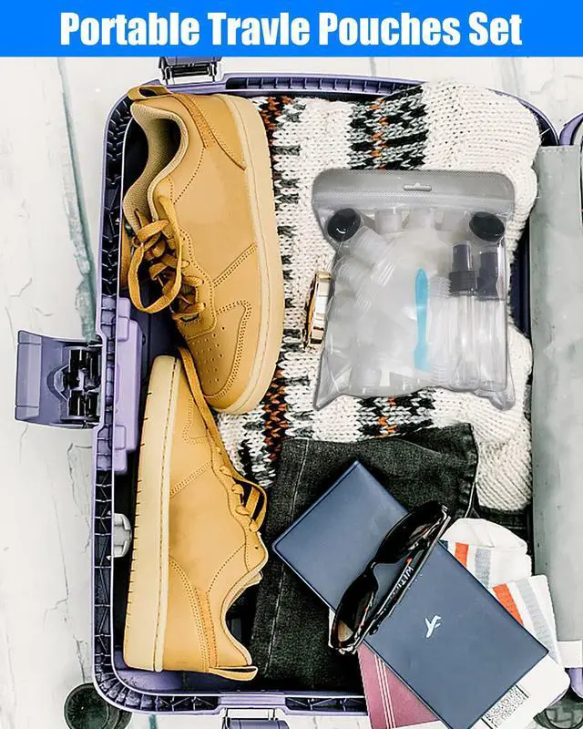 Alt view image 3 of 7 - 17 Pack Travel Pouches for Toiletries,TSA Approved,Portable Containers,Stand Up Pouch,Refillable Travel Accessories for Shampoo Conditioner Lotion Soap Liquids (A-17pcs)