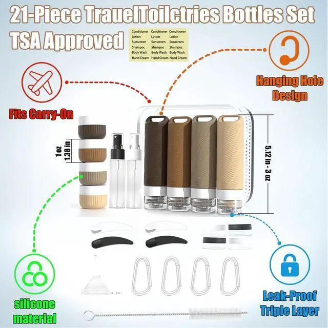 Alt view image 2 of 7 - Travel Toiletry Containers 26Pcs Silicone Leakproof TSA Approved Set
