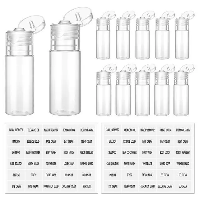 Alt view image 4 of 7 - 12 Pack 15ml/20ml Small Travel Tube Bottles Travel Make up Sample Containers Leak Proof Clear Plastic Mini Cosmetic Bottles Refillable Empty Lotion Squeeze Bottle with Labels for Toiletries Cosmetic
