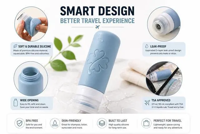 Alt view image 2 of 7 - 18 Pack TSA Approved Travel Bottles for Toiletries Leak Proof Silicone Refillable Containers Set with Toiletry Bag, Squeeze Bottles, Spray Bottles & Cream Jars for Shampoo, Conditioner & Lotion