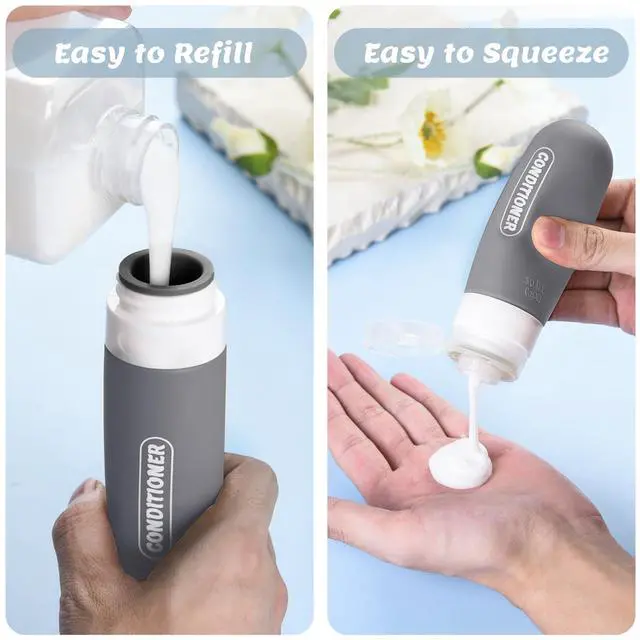 Alt view image 4 of 7 - 20 Pack Travel Bottles Set, TSA Approved Travel Size Toiletries Containers, Leak Proof Shampoo and Conditioner Bottles, Refillable Travel Essentials Toiletry Bottles (Dark Color)