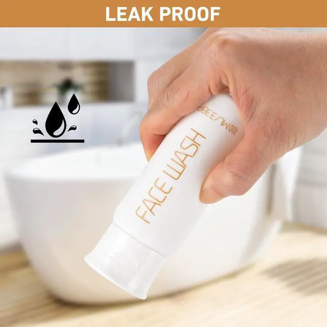 Alt view image 2 of 7 - Travel Bottles for Toiletries 5 PCS 3.38 oz/100ml TSA Approved Leak Proof HDPE Plastic Containers with Pre-Printed Text (No Stickers Needed), Refillable Squeeze Bottle for Shampoo & Lotion