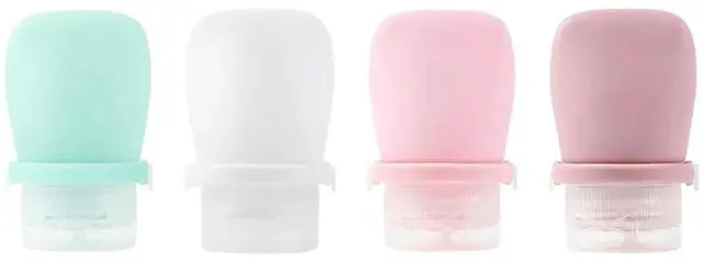 Main image of 4 Pack 1oz Silicone Travel Bottles Leak Proof Squeeze Bottles For Toiletries Shampoo Conditioner Lotion Salad Dressing Travel Size Containers
