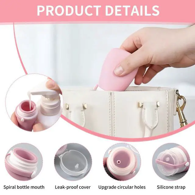 Alt view image 3 of 7 - 4 Pack 1oz Silicone Travel Bottles Leak Proof Squeeze Bottles For Toiletries Shampoo Conditioner Lotion Salad Dressing Travel Size Containers