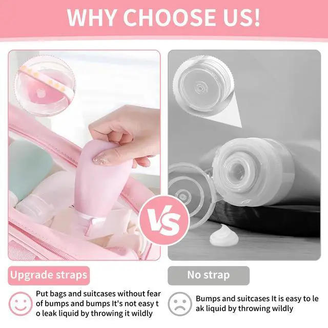 Alt view image 7 of 7 - 4 Pack 1oz Silicone Travel Bottles Leak Proof Squeeze Bottles For Toiletries Shampoo Conditioner Lotion Salad Dressing Travel Size Containers
