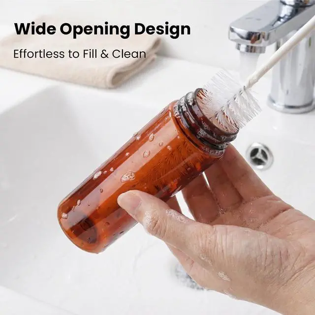 Alt view image 5 of 7 - 3.4oz Travel Bottles for Toiletries 5 Pack Brown Shampoo Bottles