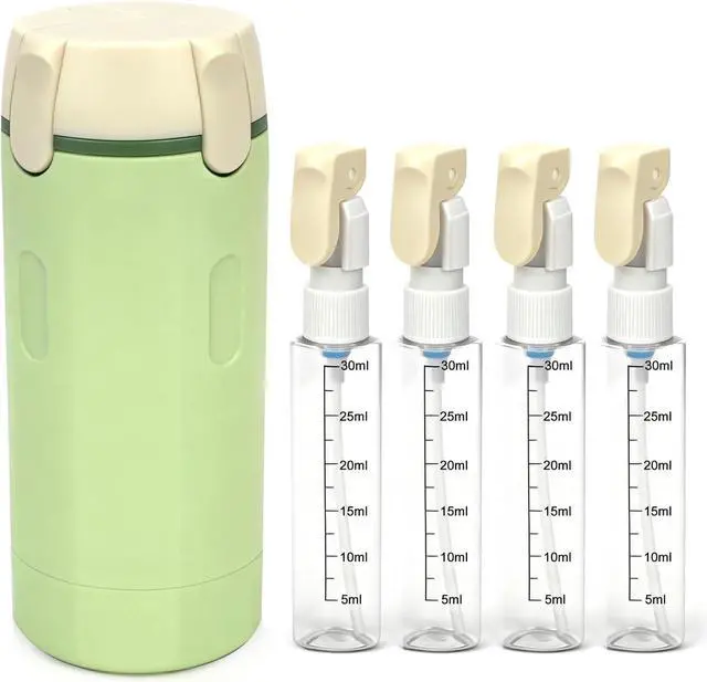Main image of 4-in-1 30ML Travel Size Dispenser Toiletries Bottles, Leak-Proof Refillable Containers Dispensers Labels Portable Toiletry Organizer Cup for Shampoo, Lotion, Soap Travel Essentials Green