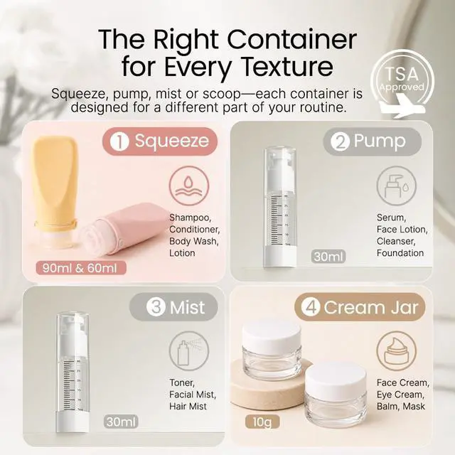 Alt view image 2 of 7 - Silicone Travel Bottle Sets for Toiletries, TSA Approved Size 7pcs