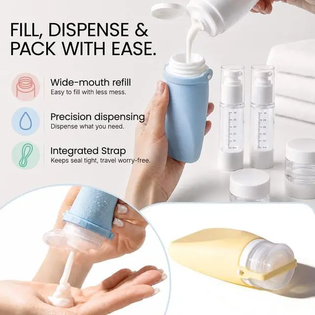 Alt view image 4 of 7 - Silicone Travel Bottle Sets for Toiletries, TSA Approved Size 7pcs