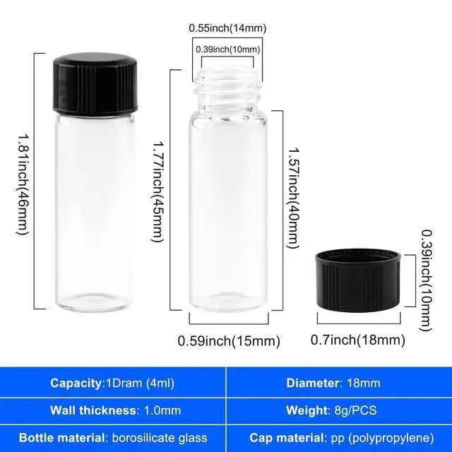 Alt view image 2 of 7 - 4ml Glass Vials with Screw Caps Small Sample Vials with Lids 10PCS