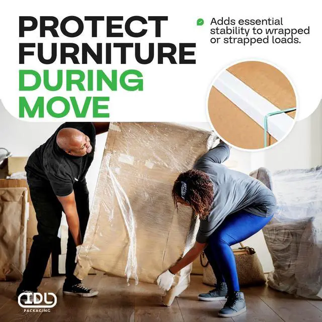 Alt view image 6 of 7 - 2 x 2 x 12 Cardboard Edge Protector (Pack of 20) - Corner Protectors for Shipping, Storage, & Moving Reinforced Corner Guard Protection for Pallets, Wall Corners, & Furniture
