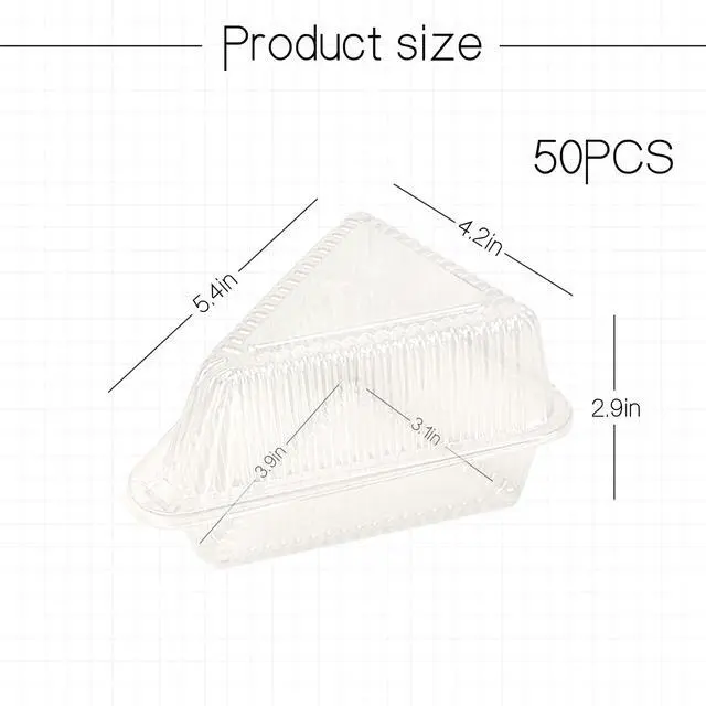 Alt view image 2 of 7 - Thickened Extra Large 50Pcs Cake Slice Containers,4.4 Pie Slice Containers