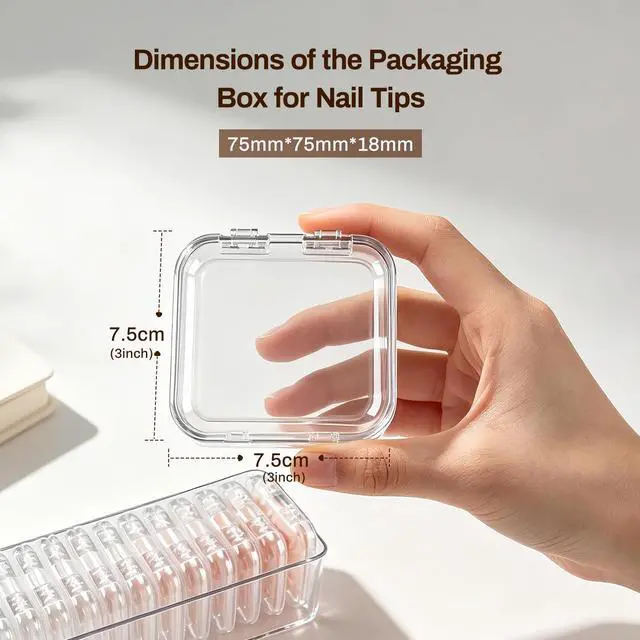 Alt view image 2 of 7 - 14Pcs Press on Nail Storage Box with 30Pcs Adhesive Double Sided Tape, Press on Nails Packaging Fake Nail Storage Case for Fake Nail Storage Nail Display Nail Salon(Clear)