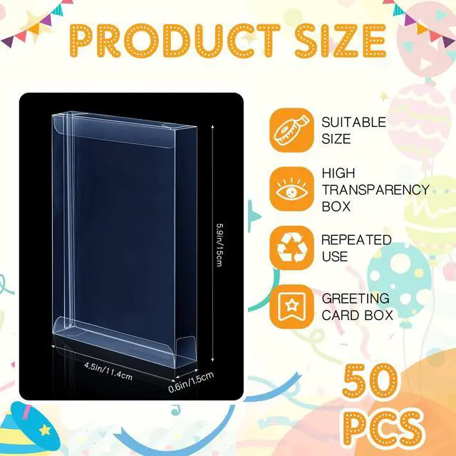 Alt view image 2 of 6 - 50 Pcs Clear Card Box Greeting Card Storage Boxes Clear Plastic Picture Display for Greeting Cards 4.5 x 5.9 x 0.6 Photo Storage Box Rectangle Small Boxes for Favors