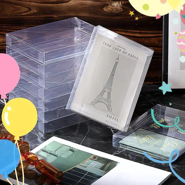 Alt view image 5 of 6 - 50 Pcs Clear Card Box Greeting Card Storage Boxes Clear Plastic Picture Display for Greeting Cards 4.5 x 5.9 x 0.6 Photo Storage Box Rectangle Small Boxes for Favors