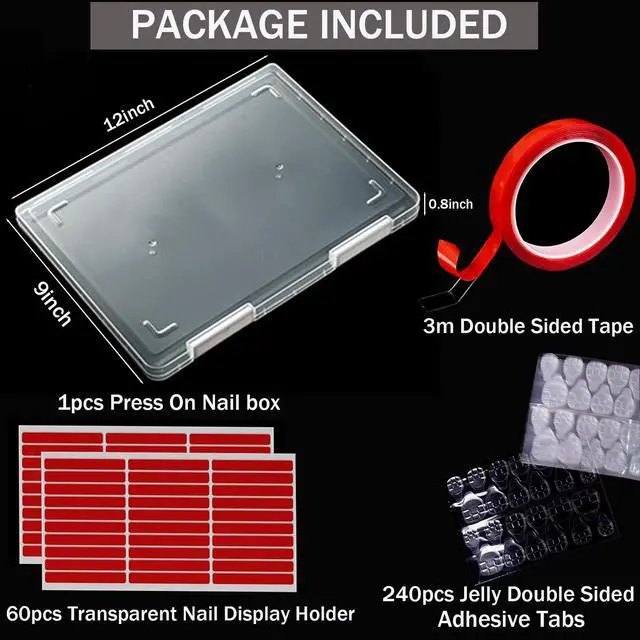 Alt view image 2 of 7 - Large Compact Transparent Press-On Nail Storage Box (12 * 9 * 0.8 inch) - 600 Pieces Capacity - Press-On Nail Organizer & Display Storage Box