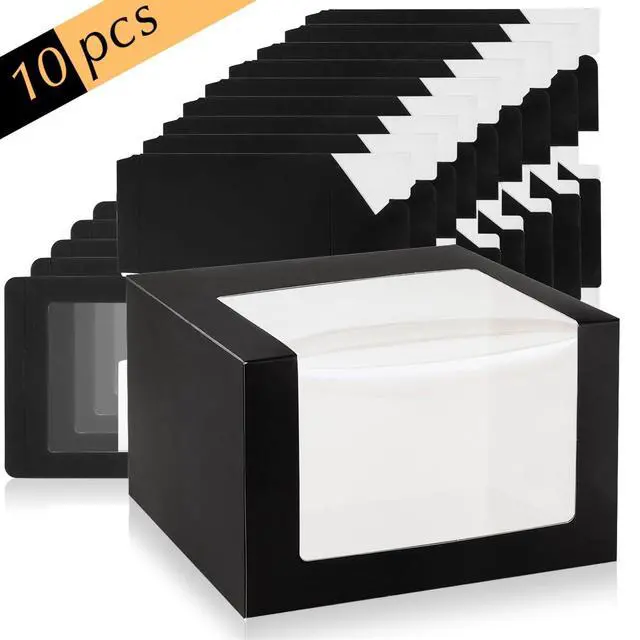 Alt view image 2 of 7 - Black Gift Boxes with Window Display for Hat Storage Containter for Baseball Caps (Fitted, Snapbacks, Trucker) 7.8" x 7.8" x 4.8", 10 Pack