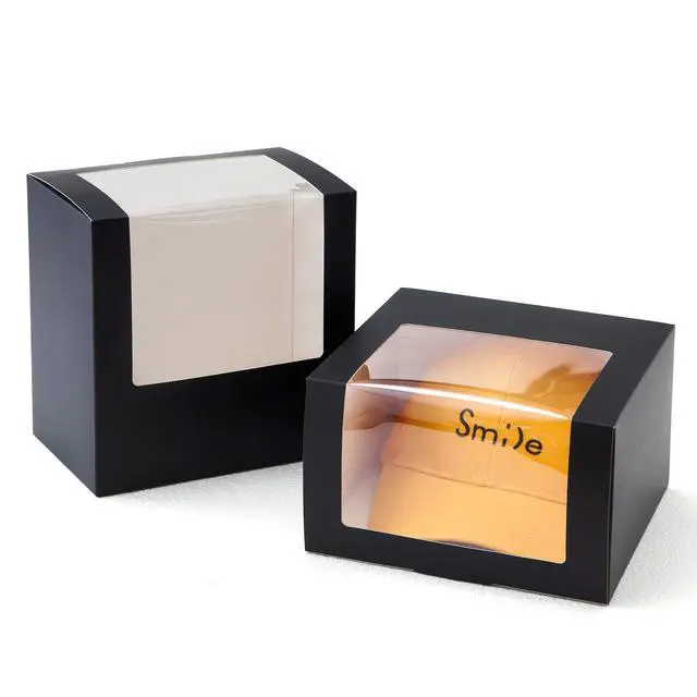 Alt view image 3 of 7 - Black Gift Boxes with Window Display for Hat Storage Containter for Baseball Caps (Fitted, Snapbacks, Trucker) 7.8" x 7.8" x 4.8", 10 Pack