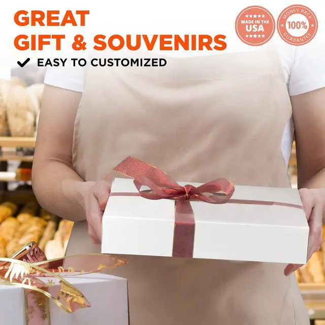 Alt view image 6 of 7 - 25 Pack 12x8x2.25'' White Bakery Box - Holds 6 Donuts, Auto-Popup Cardboard Gift Packaging and Baking Containers, Cookies, Brownies, Pastry and Bread Boxes