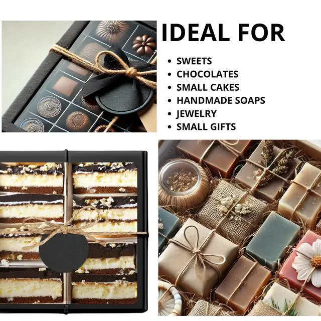 Alt view image 7 of 7 - 30PCS Cookie Boxes Black with Window - 4.13 x 4.13 x 1.18 Inch Durable Packaging for Baked Goods Small Bakery Containers for Pastries Gift Giving Bulk Food Storage Elegant Display for Desserts