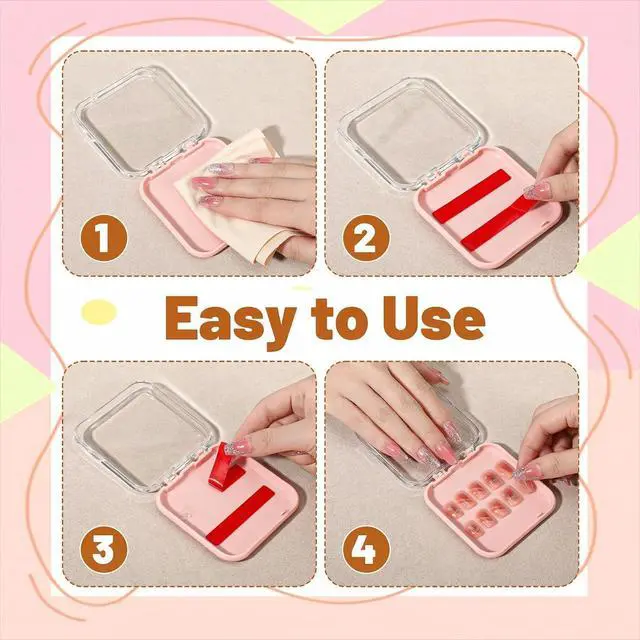 Alt view image 3 of 7 - 40Pcs Press On Nail Packaging Box Fake Nails Storage Container Organizer Case Transparent False Nail Display Box with 150Pcs Adhesive Double Sided Tape for Home Nail Art Salon Business Supplies