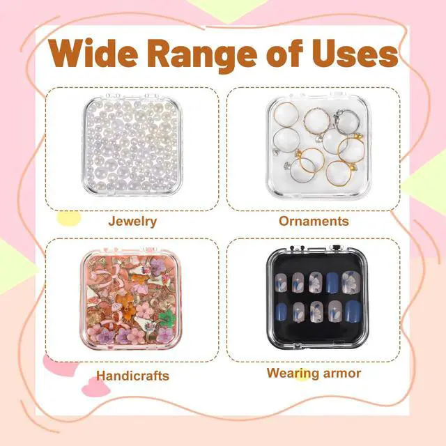 Alt view image 6 of 7 - 40Pcs Press On Nail Packaging Box Fake Nails Storage Container Organizer Case Transparent False Nail Display Box with 150Pcs Adhesive Double Sided Tape for Home Nail Art Salon Business Supplies